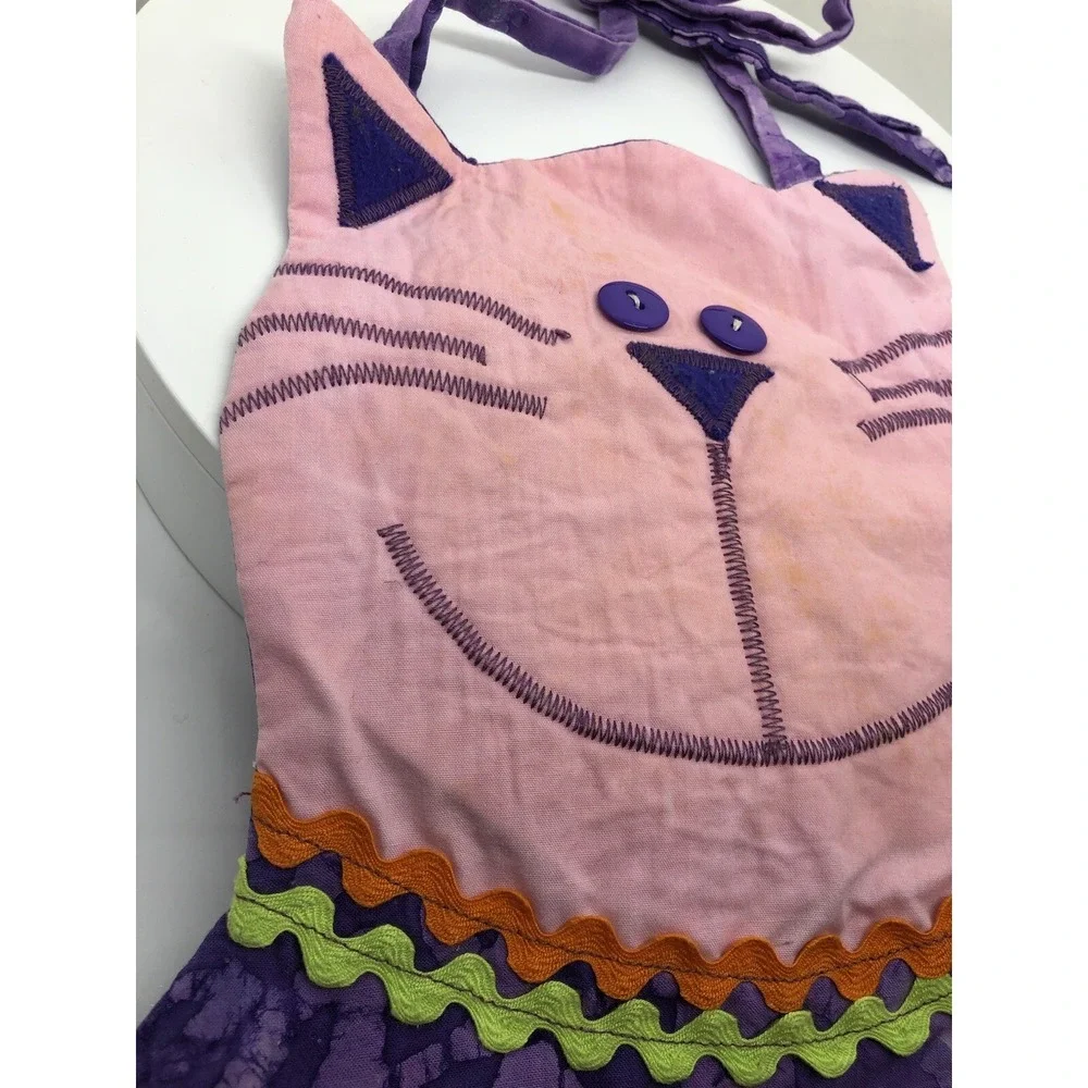 Hand Crafted Cat Apron For A Child Small‎ Tie Dye Kitty Apron 18